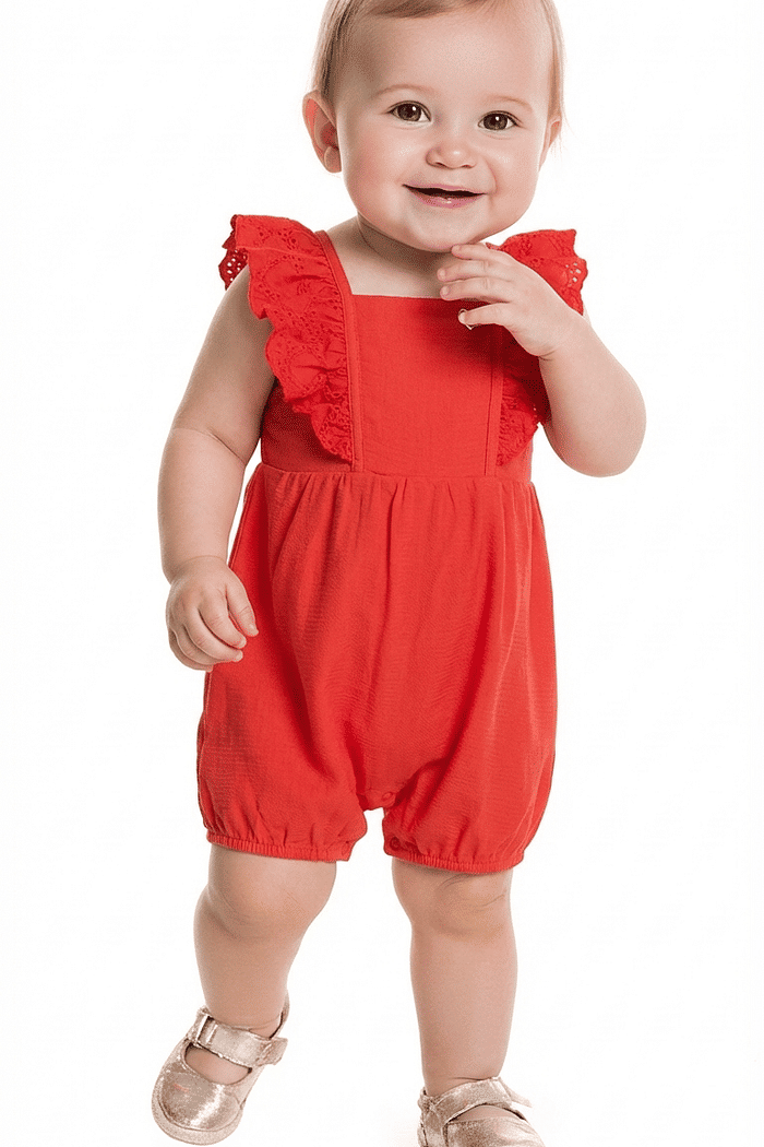 Macacão em cotton flamê com botão de pressão