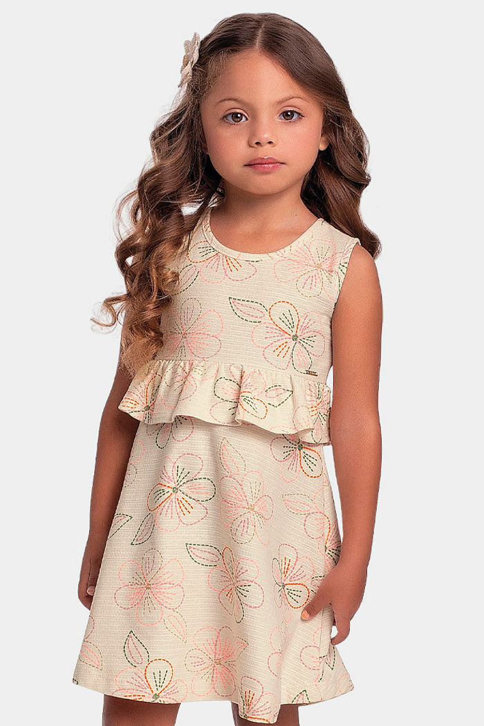 Vestido com flor em malha florence