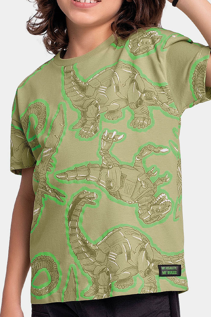 Camiseta dinossauro em meia malha