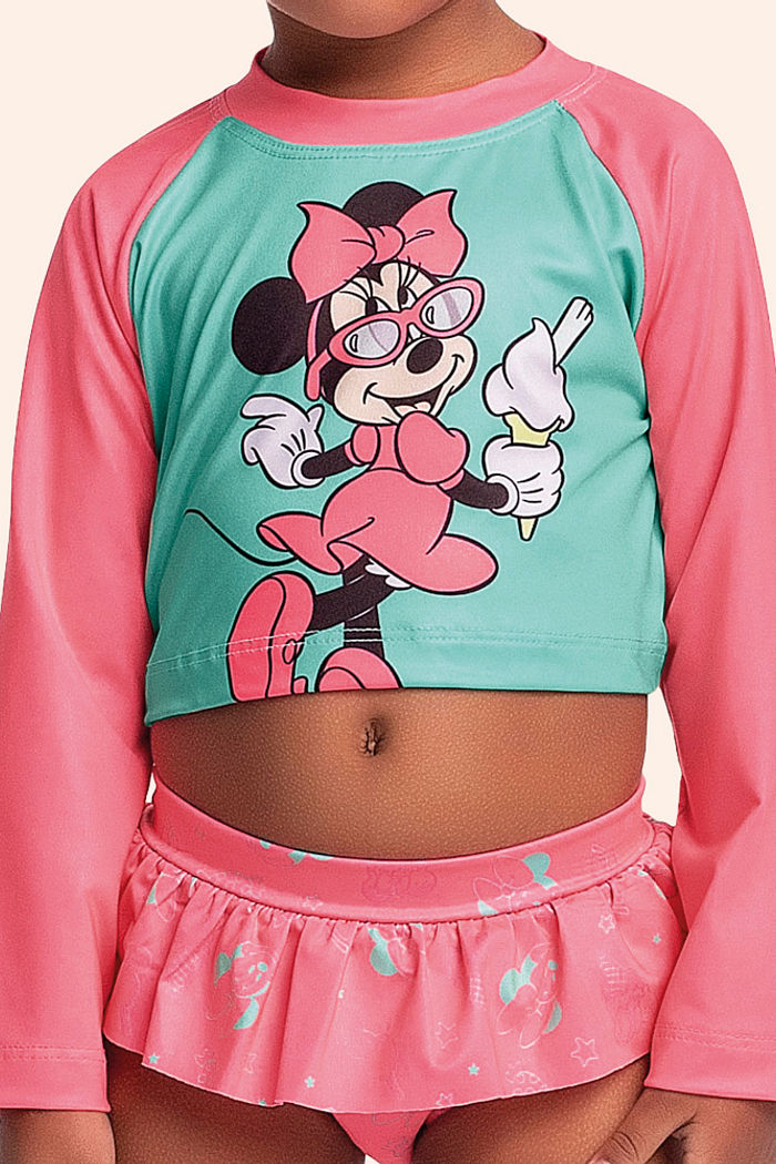 Conjunto blusa manga longa e calcinha disney com forro em cotton poliéster