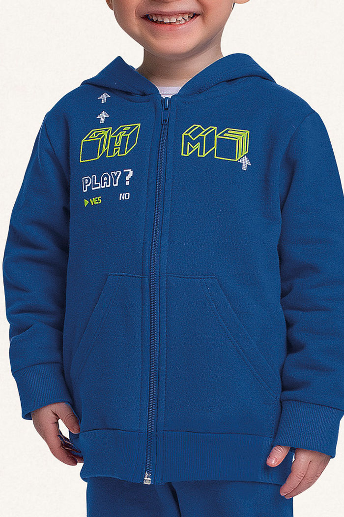 Conjunto jaqueta com capuz e calça em moletom game play