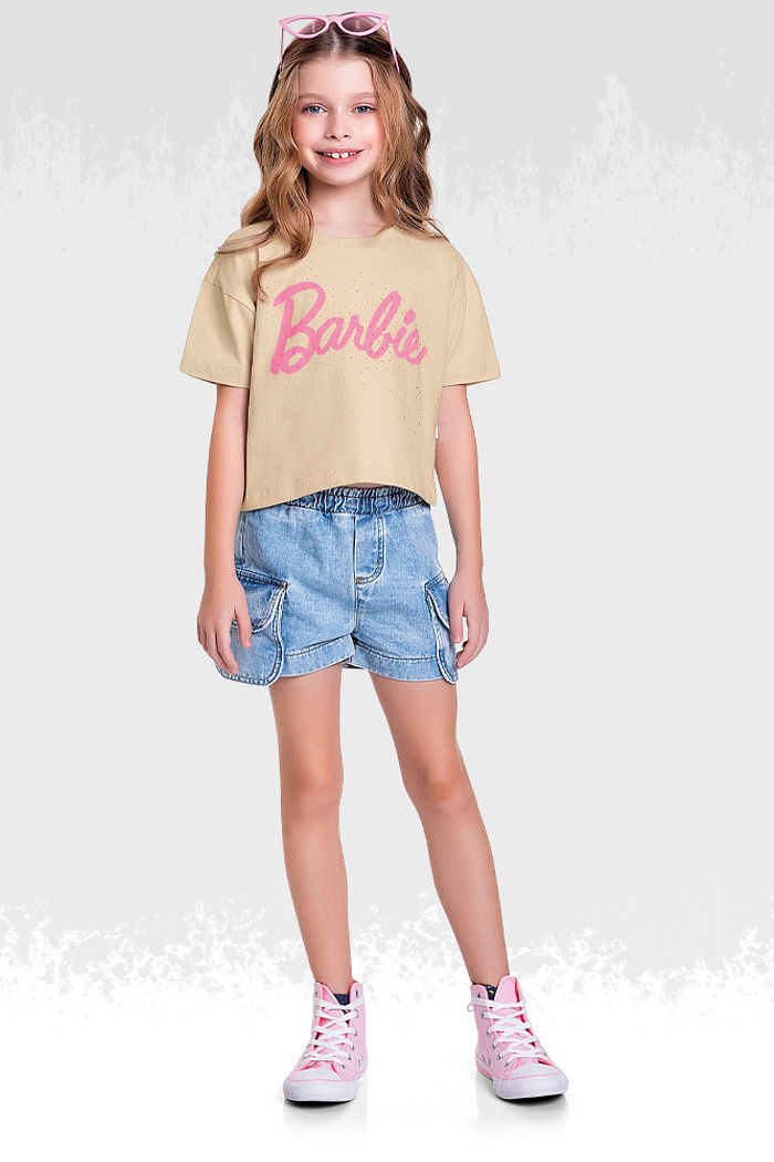 Blusa em meia malha barbie com strass