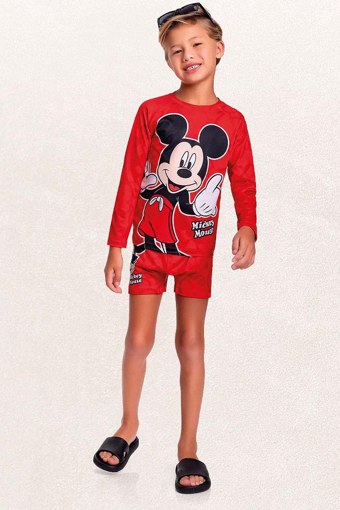 Camiseta manga longa praia mickey mouse
