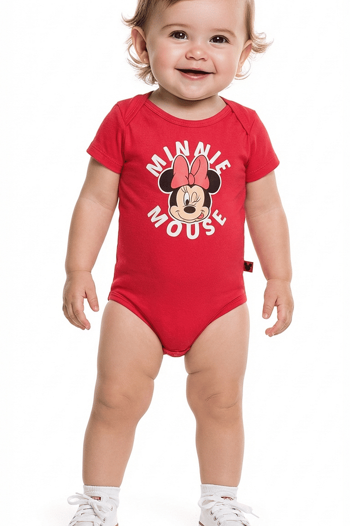 Body manga curta e em suedine minnie