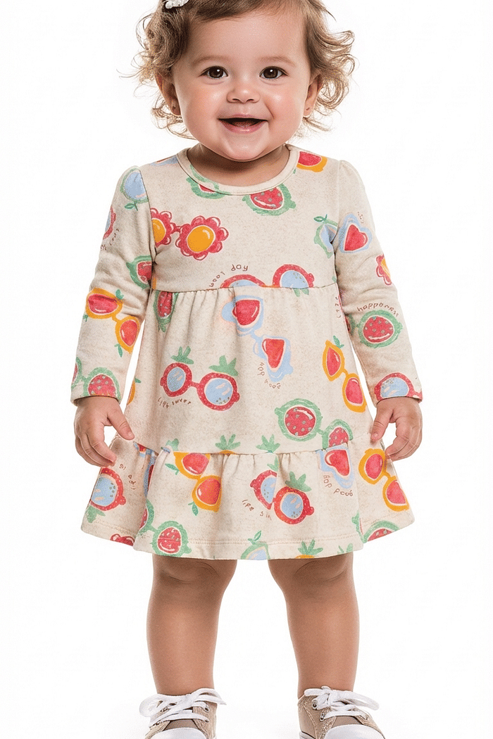 Vestido óculos em molecotton linho