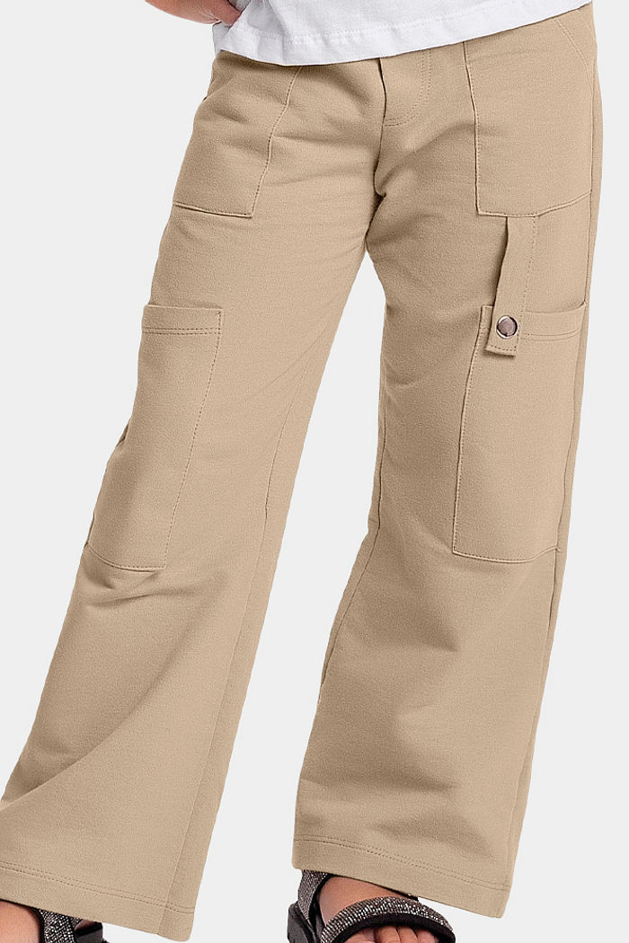 Calça wide leg em moletinho com martingale