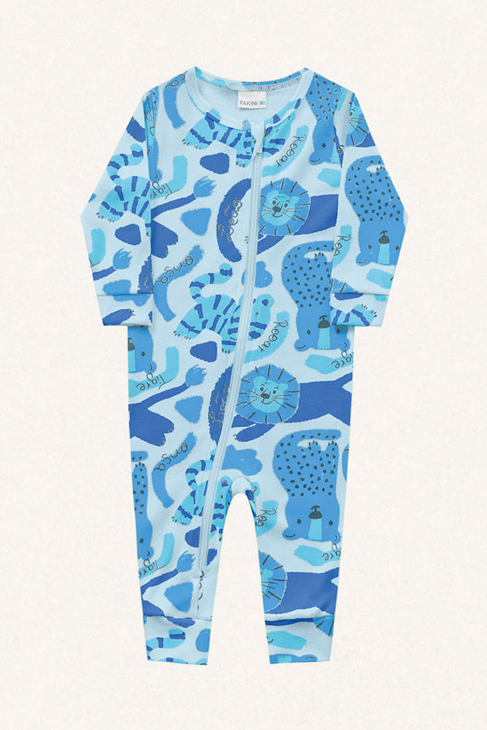 Macacão manga longa em suedine bichinhos