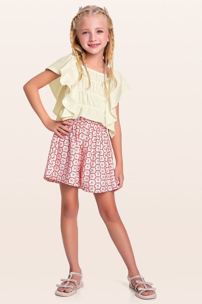 Conjunto blusa e short mini flor
