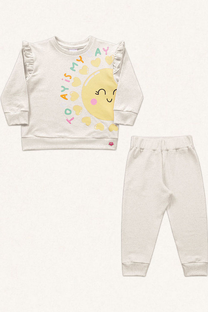 Conjunto blusão e calça em moletinho linho sol