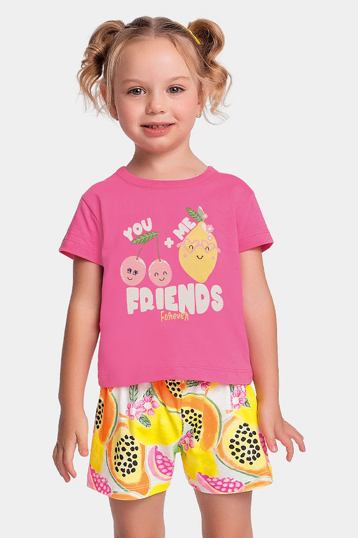 Conjunto blusa e short de frutas