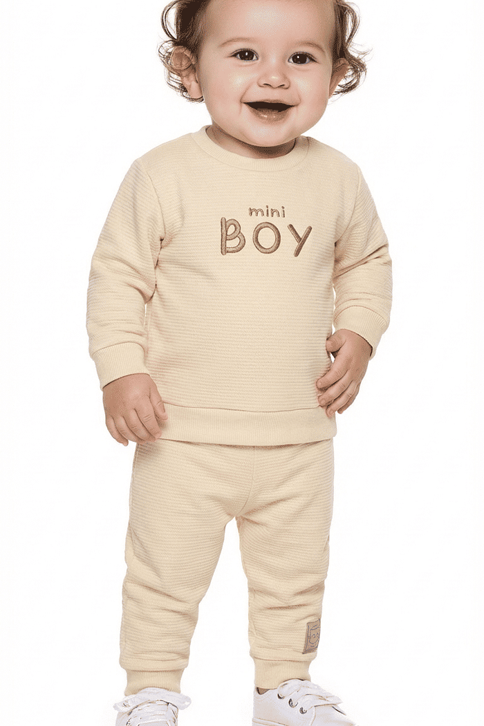 Conjunto blusão e calça em moletom lótus boy