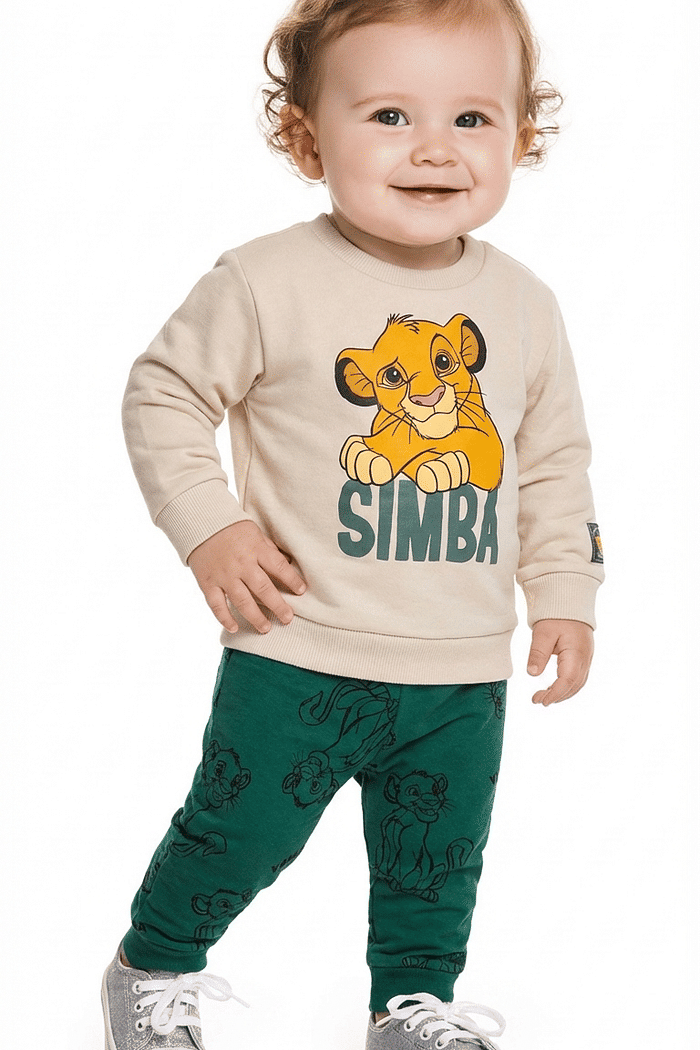 Conjunto blusão e calça em moletom Simba