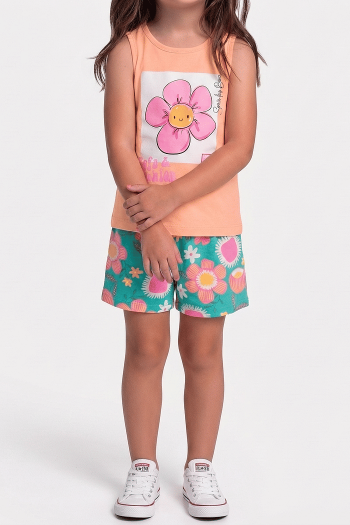 Conjunto regata e short de flor