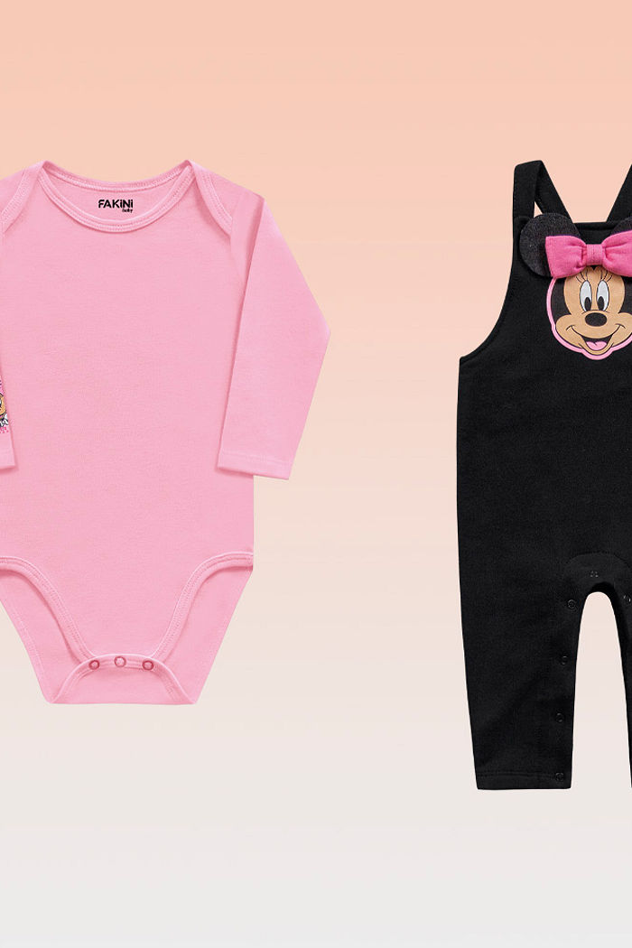 Conjunto body manga longa em suedine e macacão em moletom