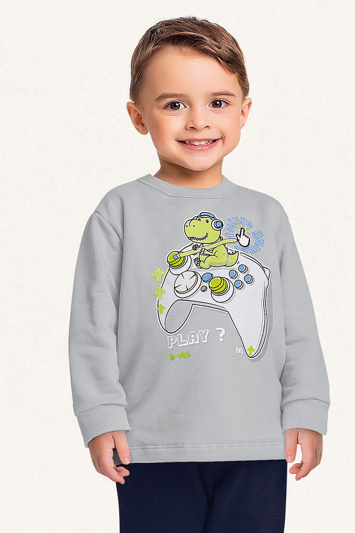 Conjunto blusão e calça em moletom play dino