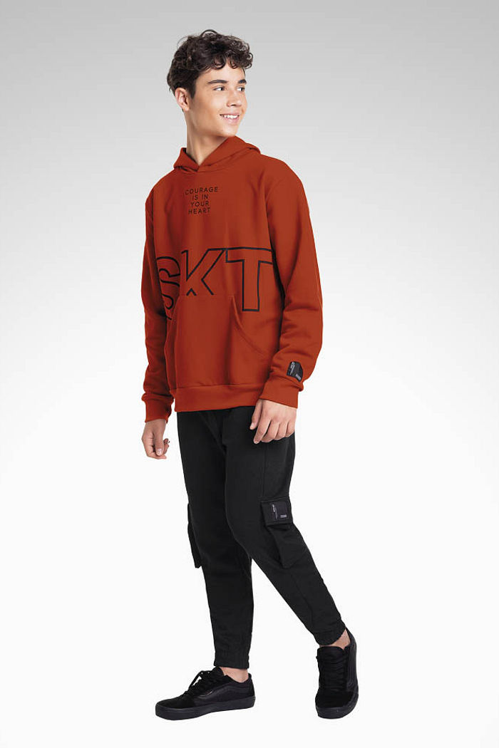 Blusão com capuz em moletom piquet