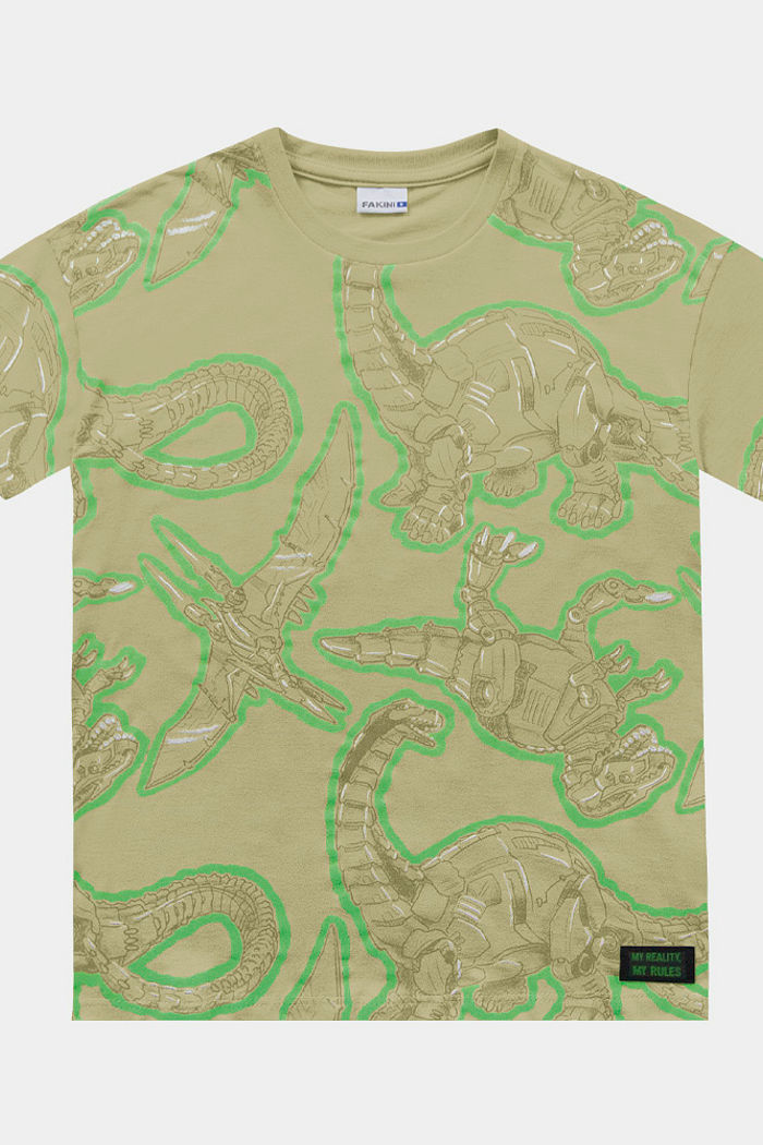 Camiseta dinossauro em meia malha
