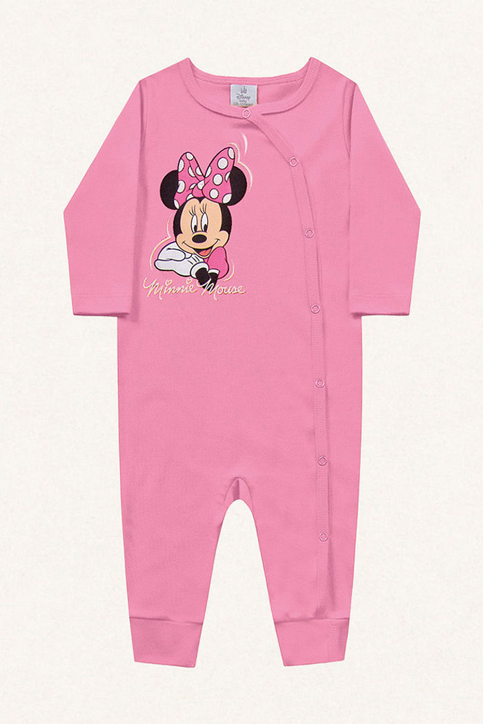 Macacão manga longa em suedine Minnie