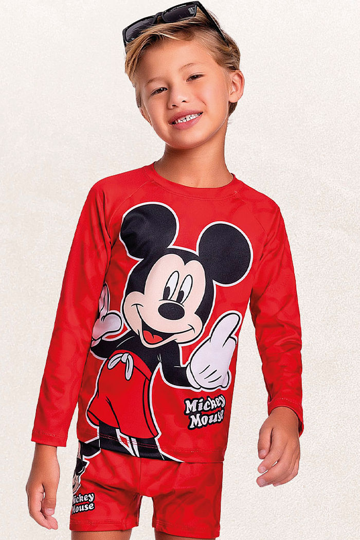 Camiseta manga longa praia mickey mouse