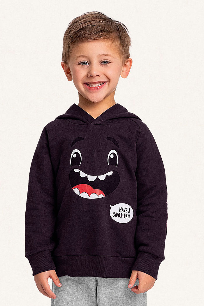 Conjunto blusão com capuz e calça em moletom