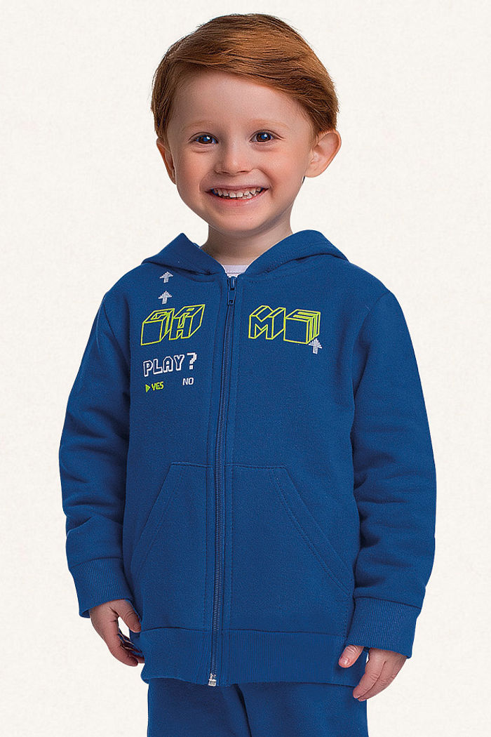 Conjunto jaqueta com capuz e calça em moletom game play