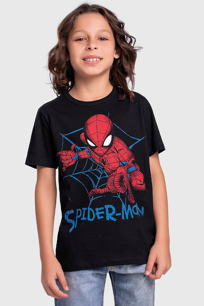 Camiseta em meia malha teia spider-man