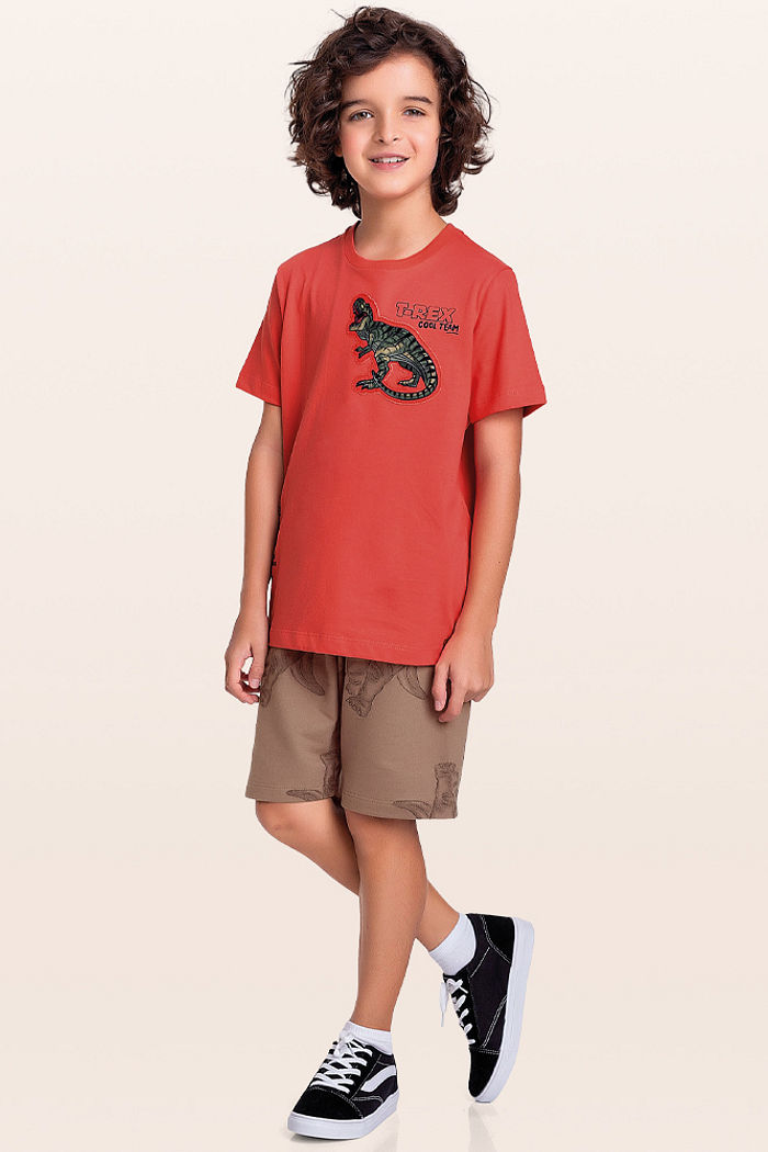 Conjunto camiseta e bermuda t-rex