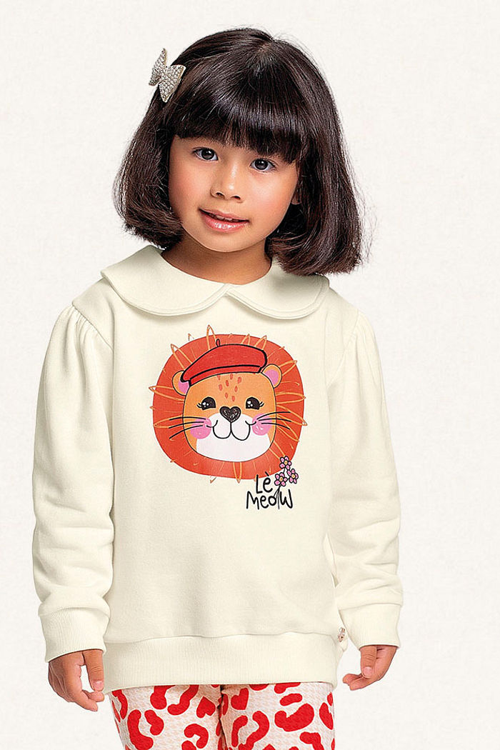 Conjunto blusão em moletom e legging em molecotton leãozinho