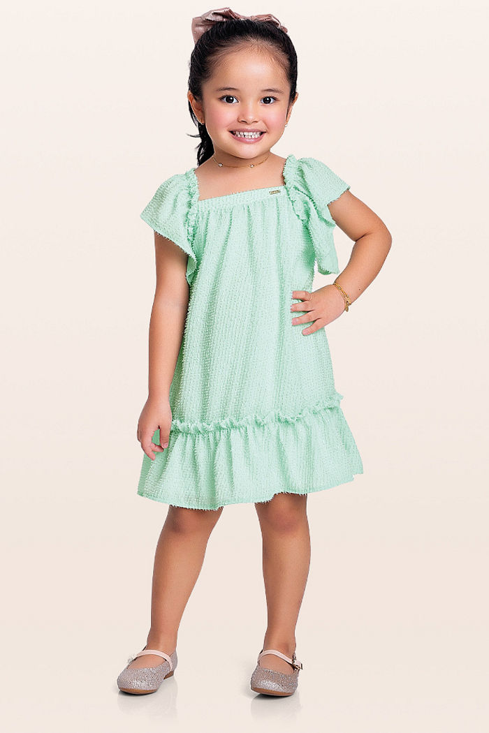 Vestido em tecido de brilho com forro