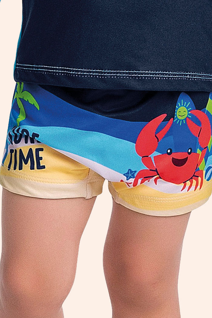 Sunga boxer sublimada com cadarço interno e forro em cotton poliéster