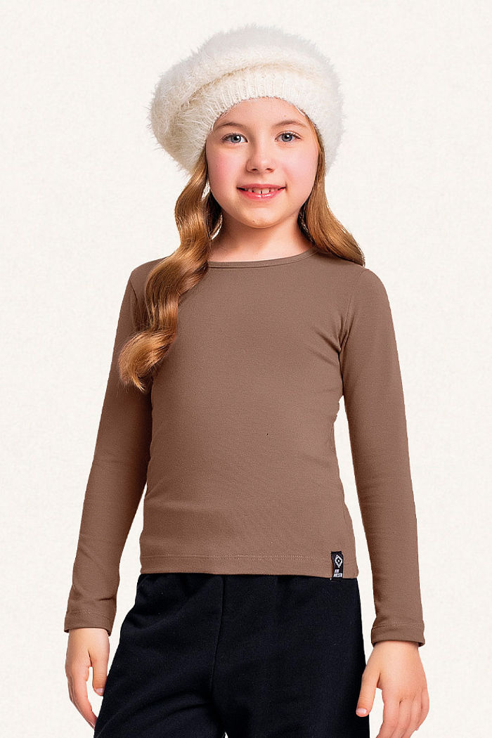 Blusa manga longa em cotton minimalista