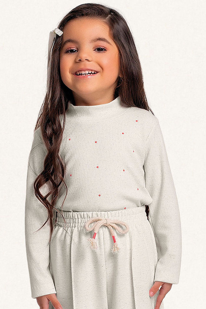 Blusa manga longa em ribana com strass