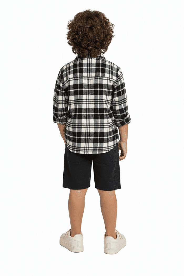 Camisa manga longa em tecido xadrez