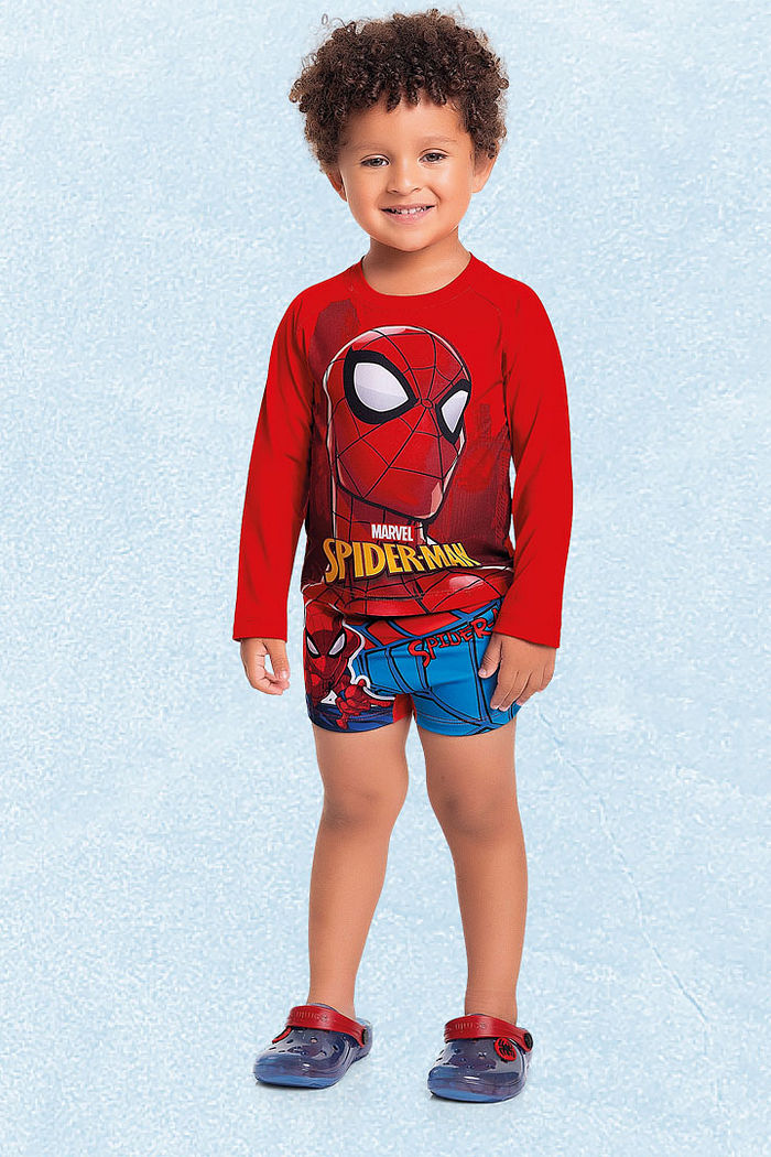 Camiseta manga longa em cotton poliéster Homem-aranha