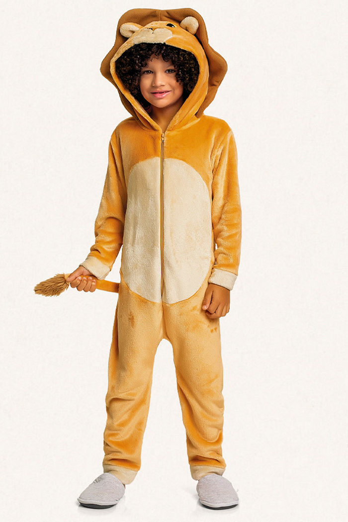 Kigurumi leão em tecido fleece