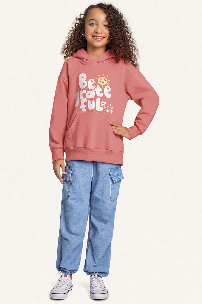 Blusão com capuz em moletom be grateful