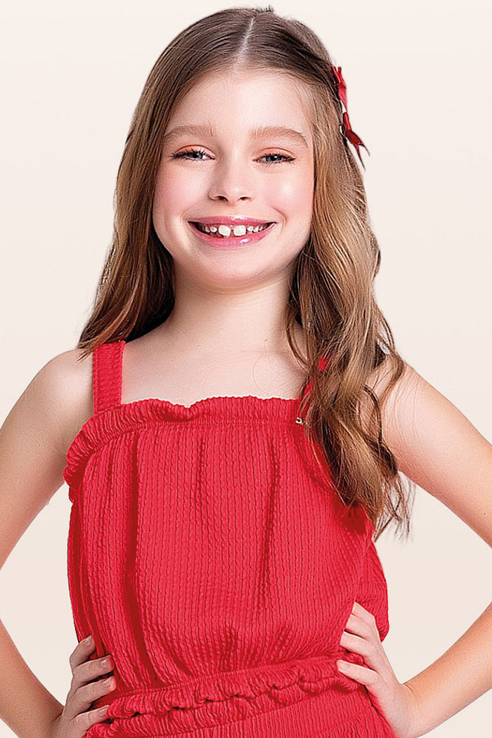 Conjunto cropped e calça pantalona em malha candy