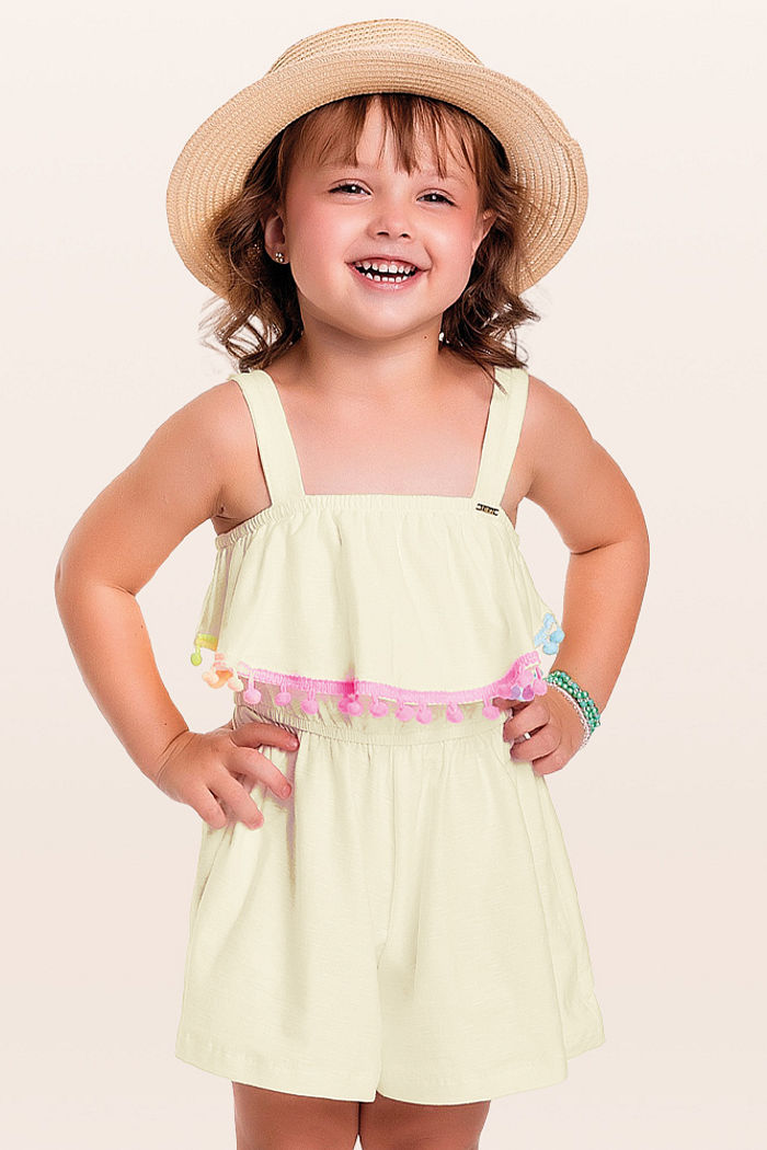 Macacão em cotton flamê pompom