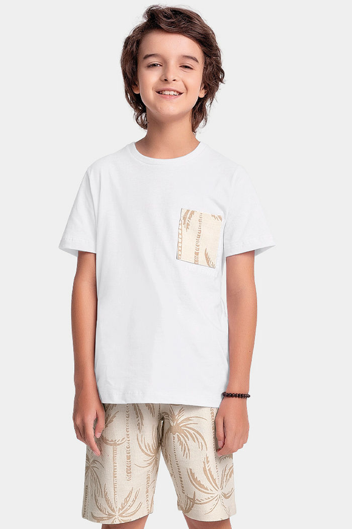 Conjunto surf camiseta e bermuda moletinho com cadarço decorativo