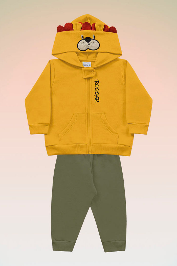 Conjunto jaqueta e calça em moletom