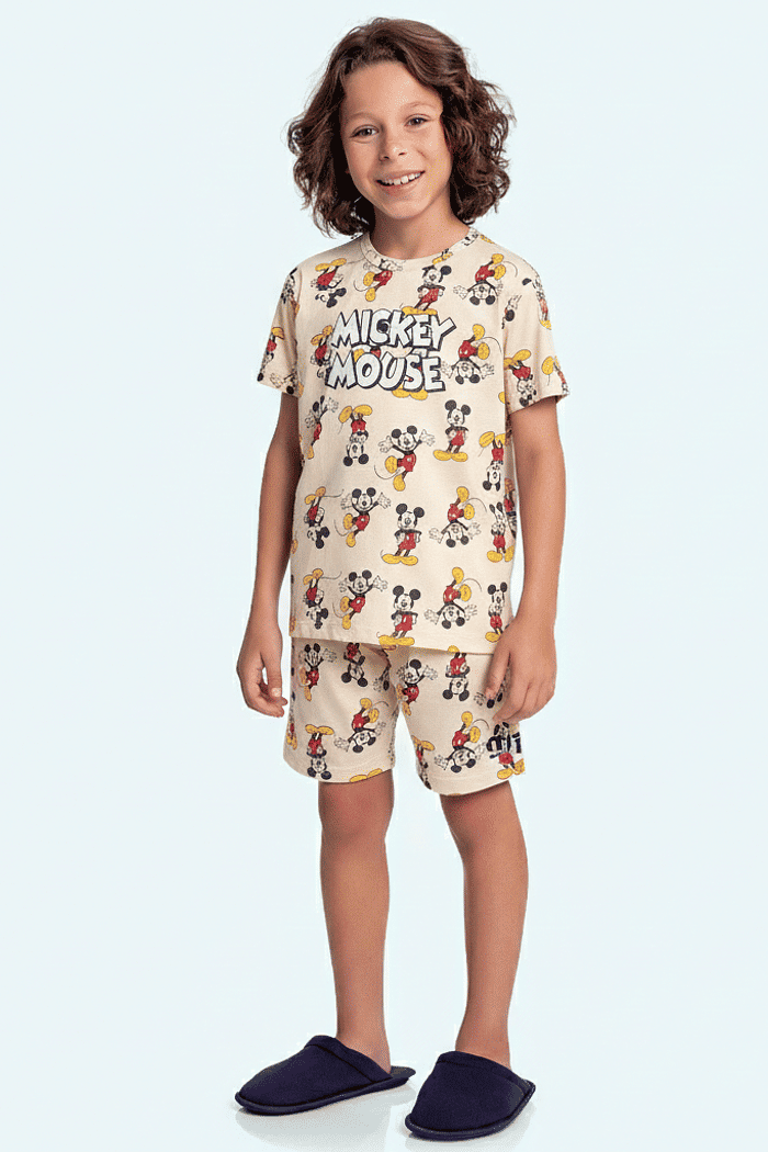 Conjunto pijama camiseta e bermuda Mickey