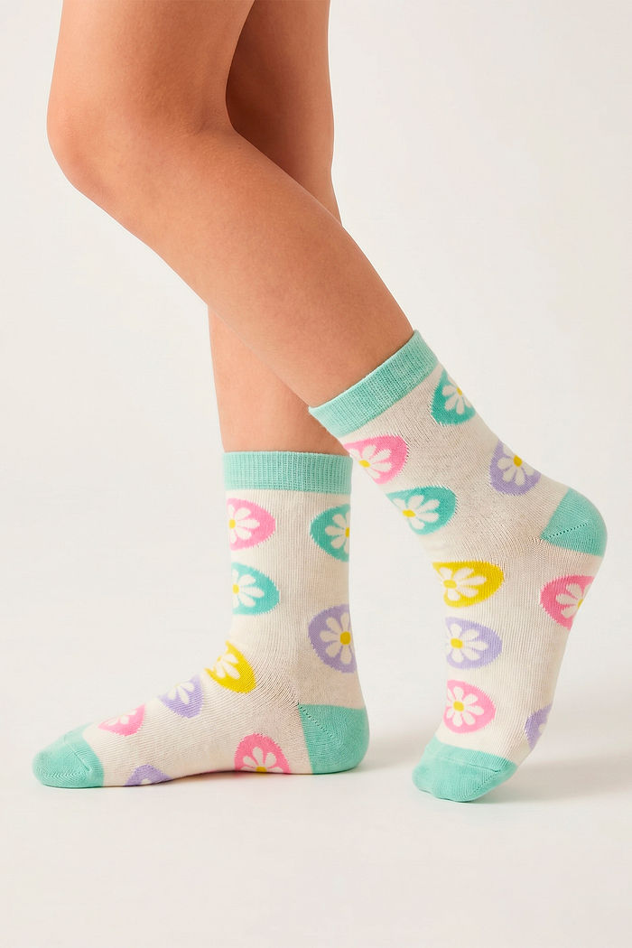 Meia cano curto flores