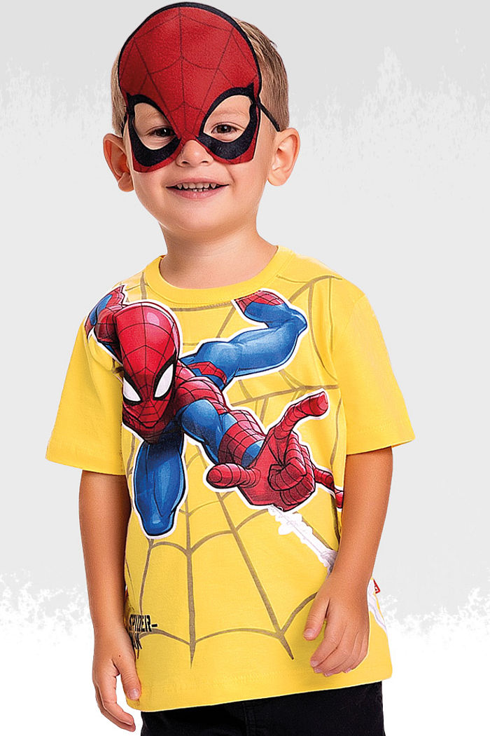 Camiseta em meia malha spiderman com mascara
