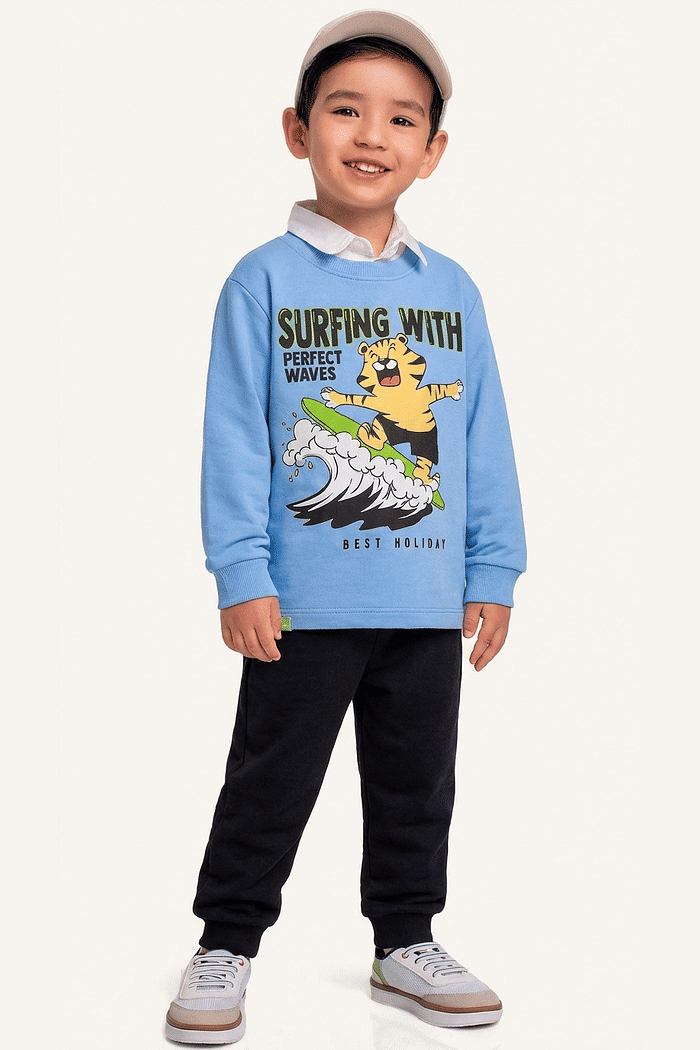 Conjunto blusão e calça em moletom surfing