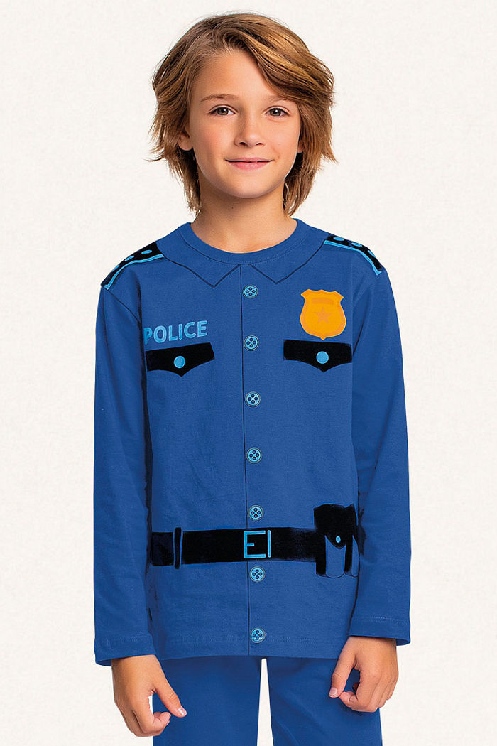 Conjunto pijama camiseta manga longa e calça em meia malha profissões