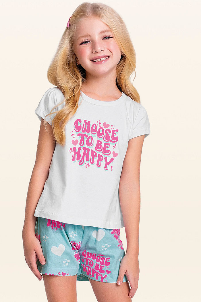 Conjunto pijama blusa e short happy