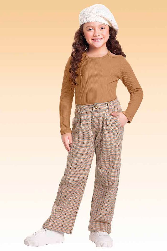 Calça wide leg em stretch denim