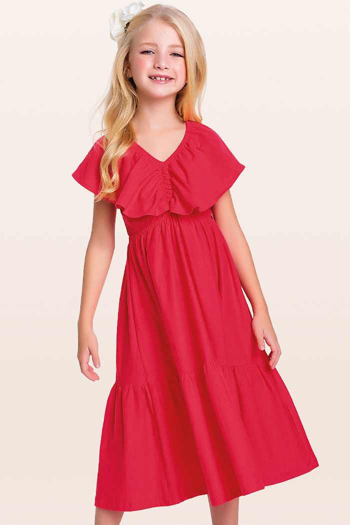 Vestido midi com elástico