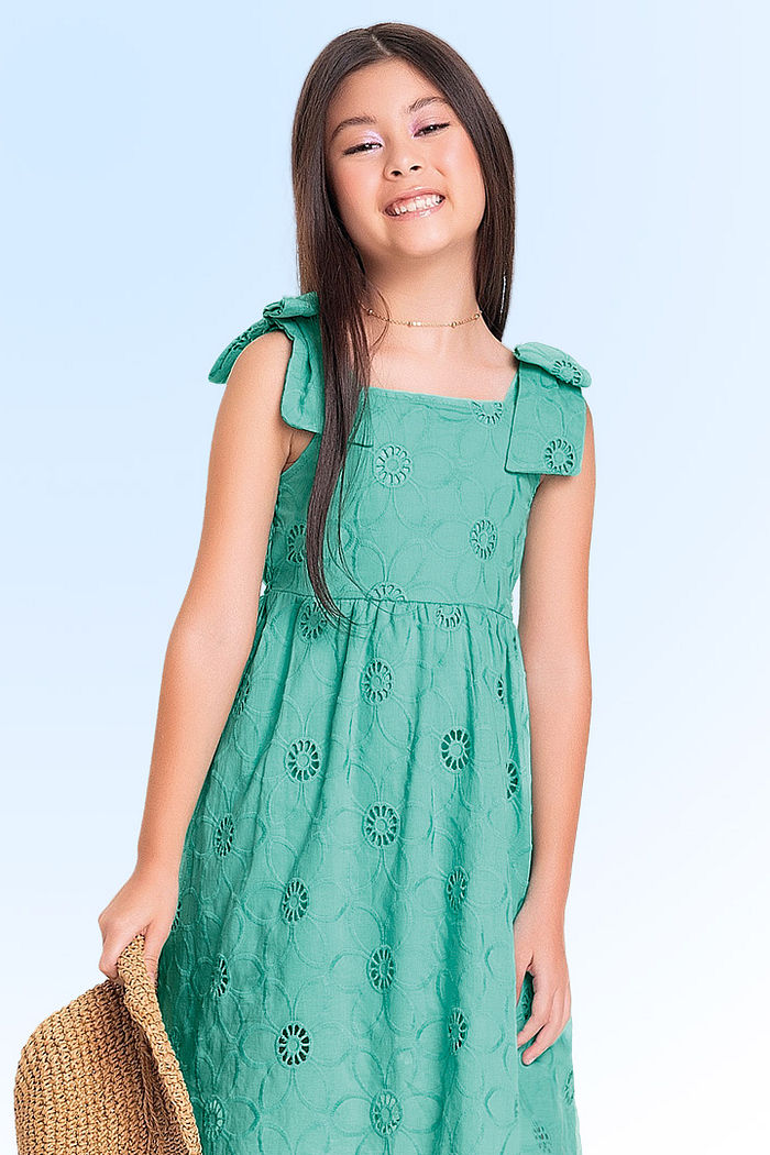 Vestido midi em tecido laise