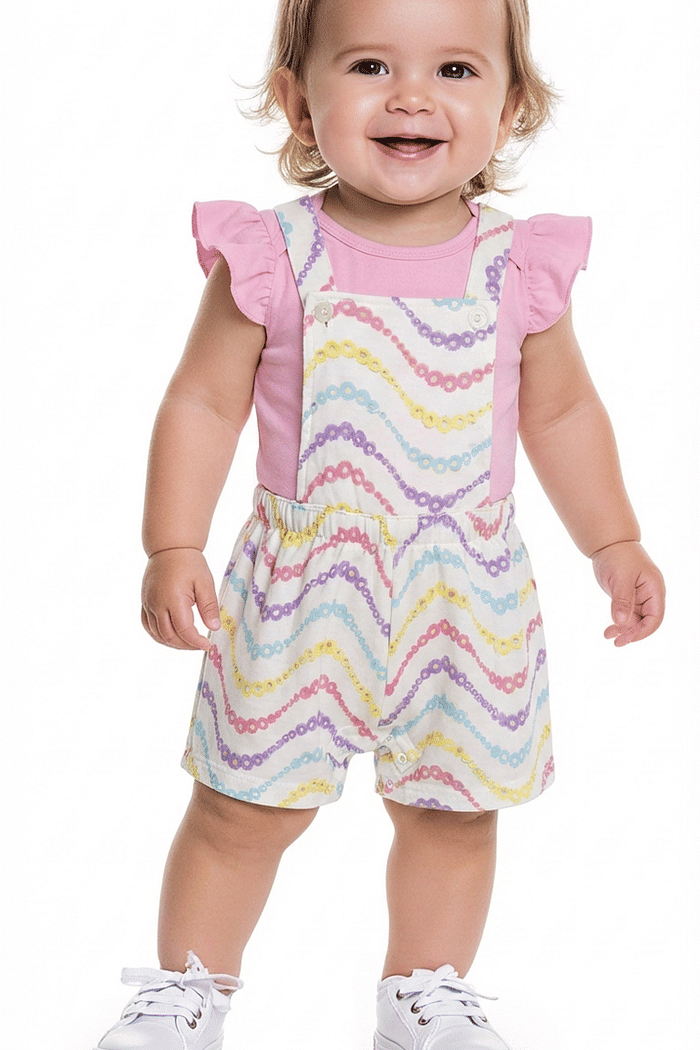 Conjunto body manga curta em suedine e macacão em laise